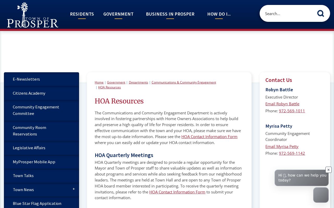 Prosper neighbors page view of the Town HOA Resources program