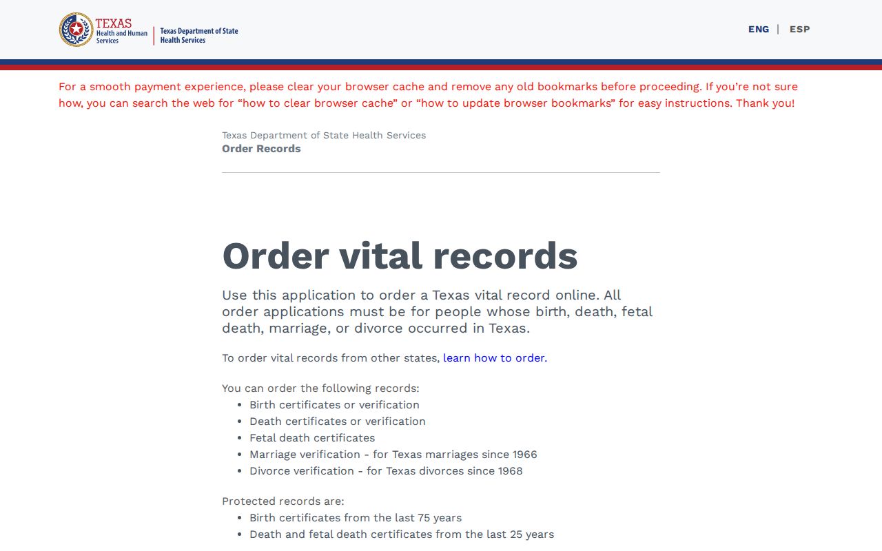 Prosper residents directory Texas vital records order workflow